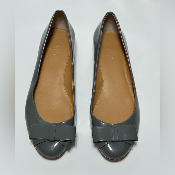 J.Crew Women's Double-Bow Flats Size 8.5 Grey Patent Polyurethane style#… - Picture 15 of 15
